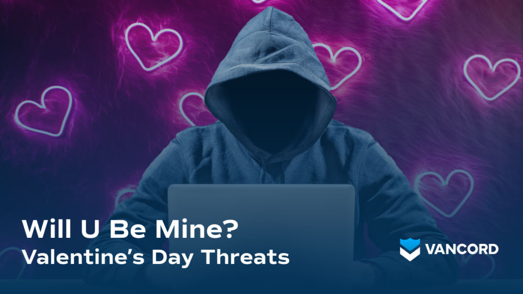 Cyber hacker in hood with valentines background