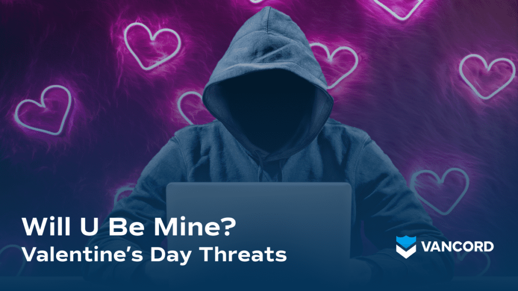 Cyber hacker in hood with valentines background