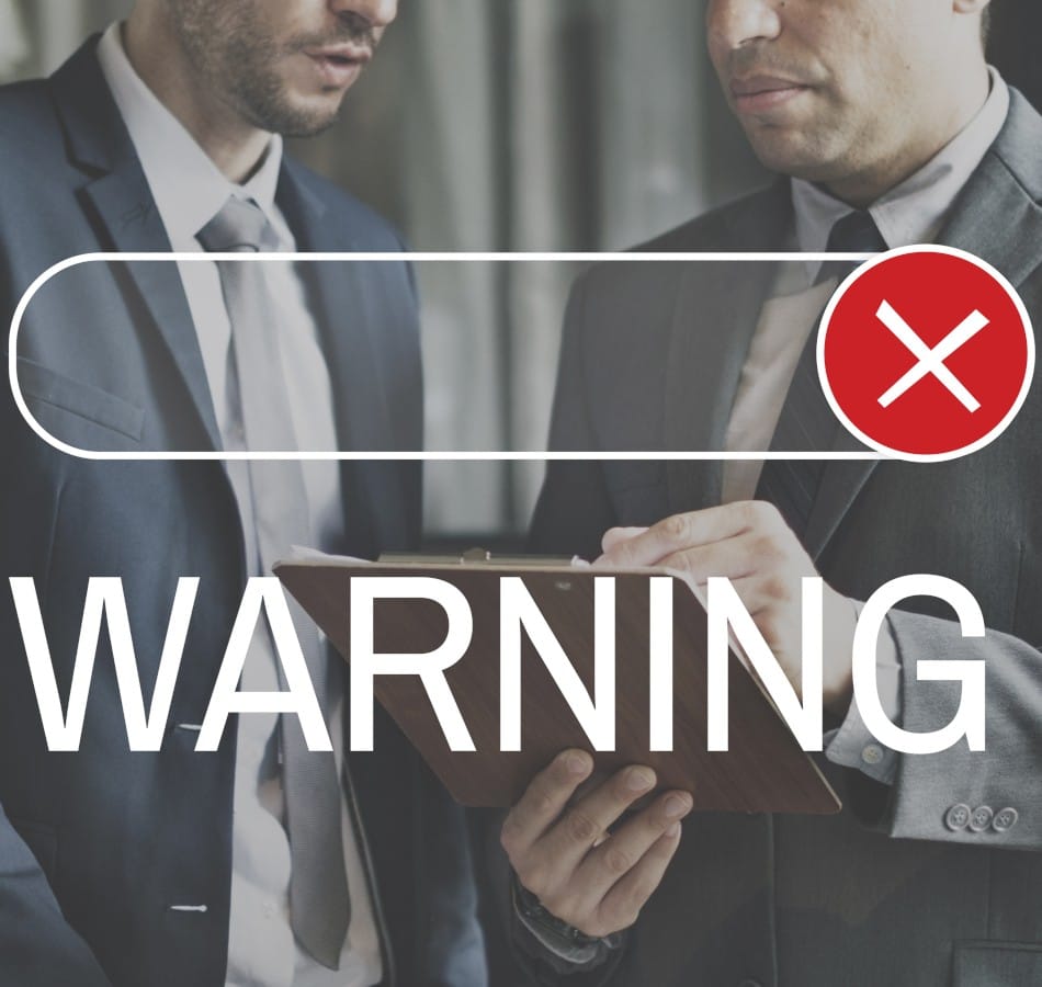 financial services warning banner