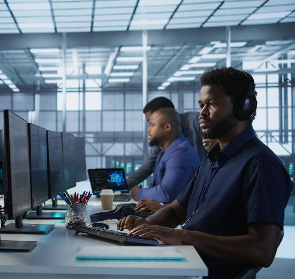 security operation center working on tasks