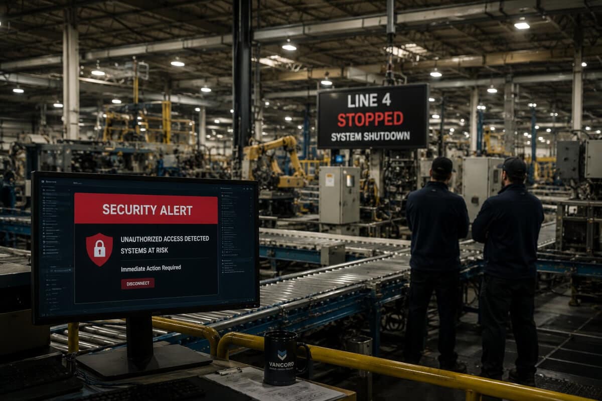 cybersecurity incident disrupting manufacturing operations in a factory cybersecurity incident disrupting manufacturing operations in a factory